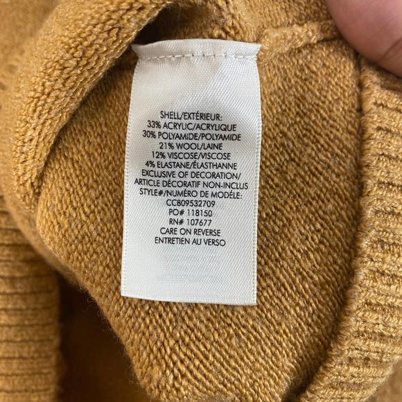 Alice + Olivia Sweater Medium Beige Tan Wool Gleeson Metal Ball Long Sleeve Crew - Picture 9 of 10